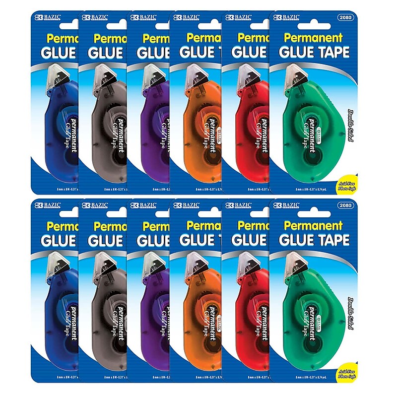 Bazic Glue Tape, Assorted, 12/Pack (BAZ2080-12) image 1