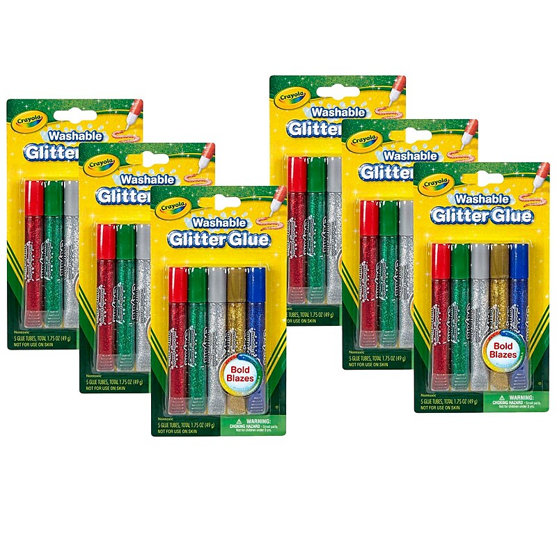 Crayola Washable Glitter Glue, Bold, 5 Per Pack, 6 Packs (BIN693522-6) image 1