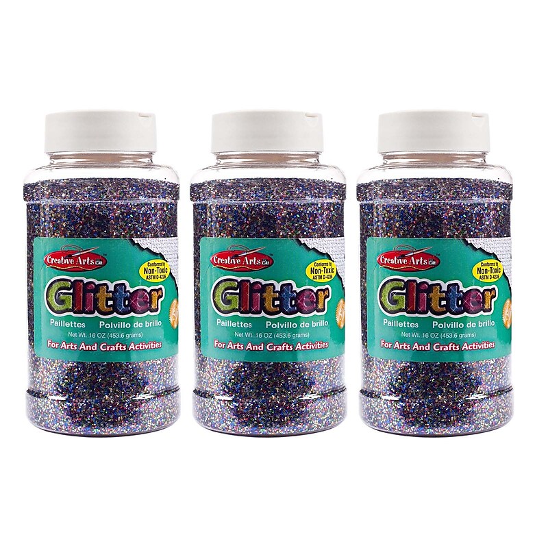 CLI Creative Arts Glitter, 1 lb. Bottle, Multi-Color, Pack of 3 (CHL41100-3) image 1