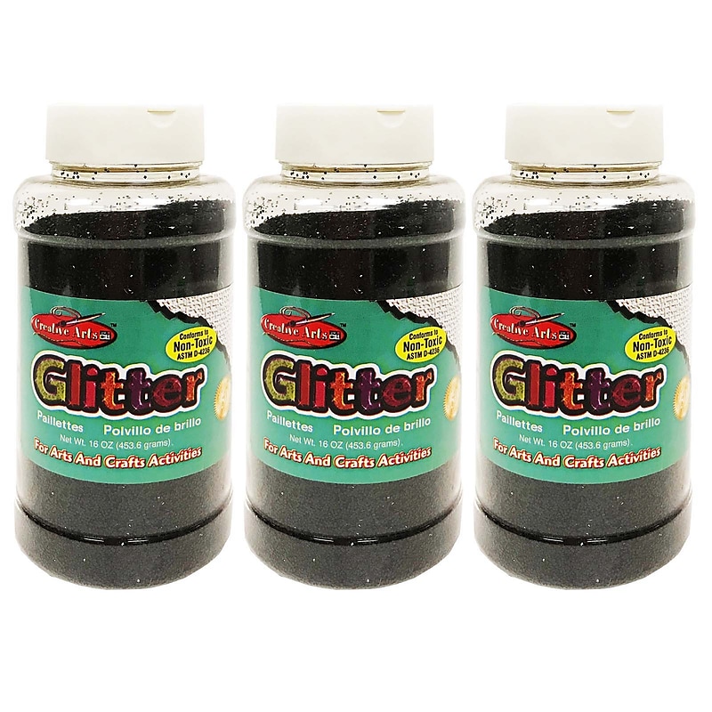 CLI Creative Arts Glitter, 1 lb. Bottle, Black, Pack of 3 (CHL41120-3) image 1