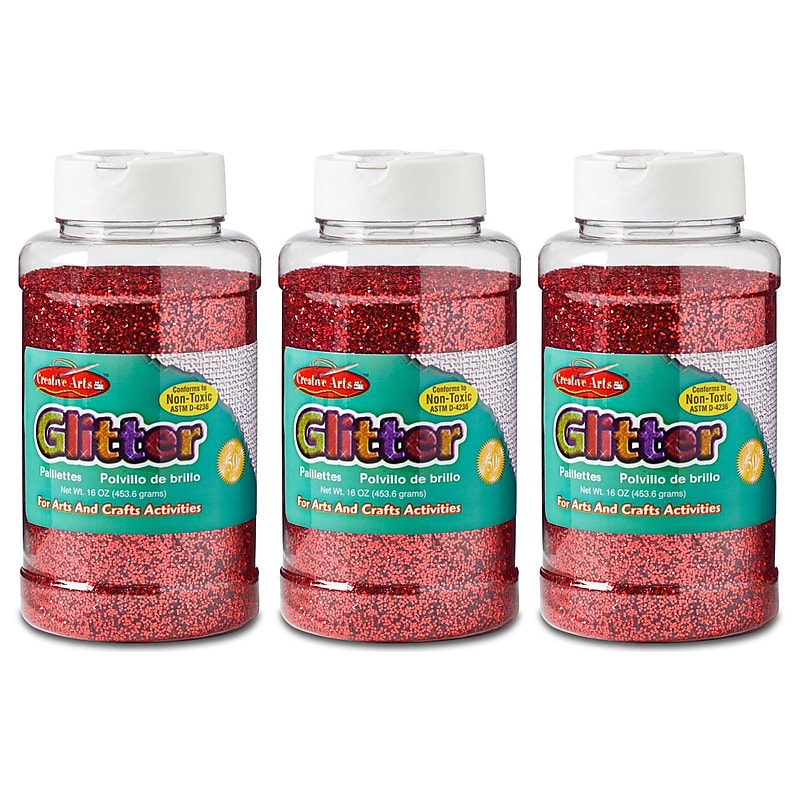 CLI Creative Arts Glitter, 1 lb. Bottle, Red, Pack of 3 (CHL41130-3) image 1