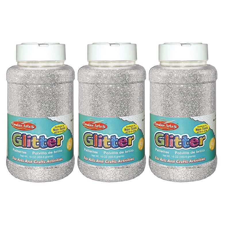 CLI Creative Arts Glitter, 1 lb. Bottle, Silver, Pack of 3 (CHL41145-3) image 1