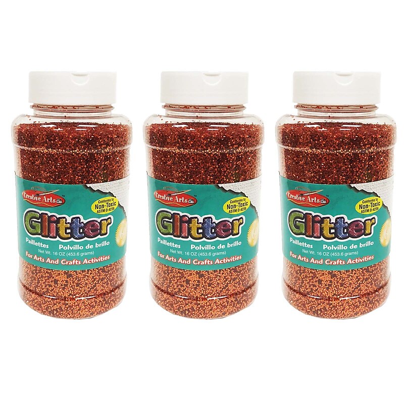 CLI Creative Arts Glitter, 1 lb. Bottle, Orange, Pack of 3 (CHL41165-3) image 1