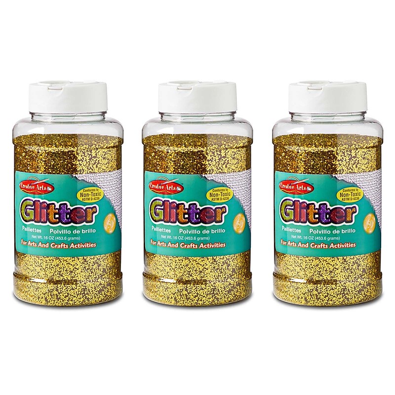 CLI Creative Arts Glitter, 1 lb. Bottle, Gold, Pack of 3 (CHL41170-3) image 1