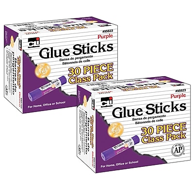 CLI Glue Sticks, Purple, 0.28 oz., 30 Per Pack, 2 Packs (CHL95623-2)
