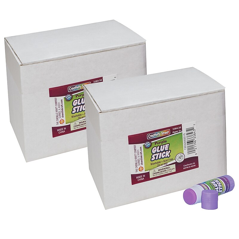 Creativity Street Washable Glue Sticks, 0.28 oz., Purple, 30Pack, 4 Packs/Bundle (CK-338430-4) image 1
