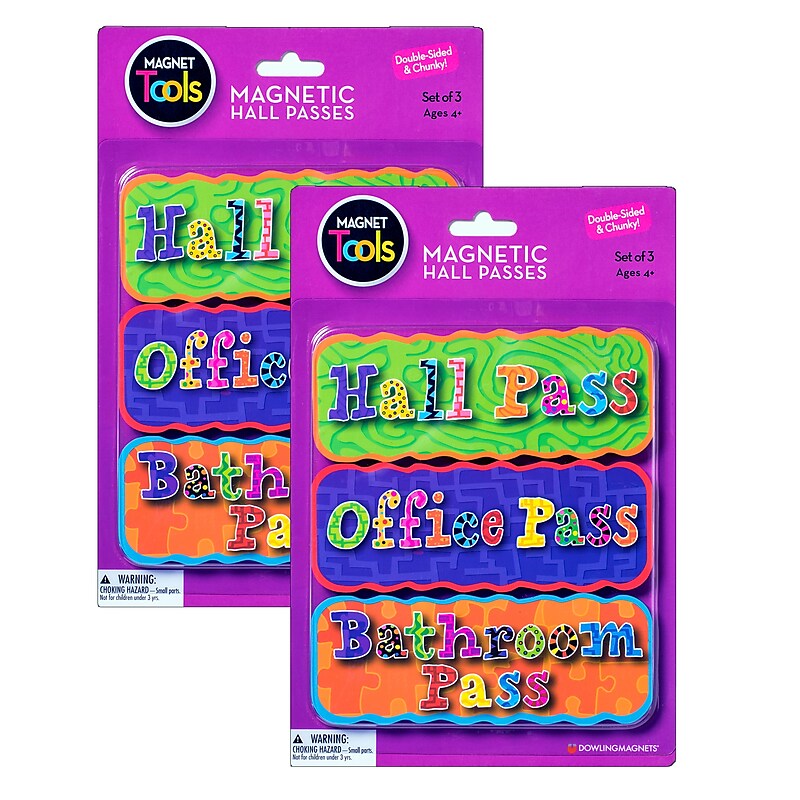 Dowling Magnets Magnetic Hall Passes, 3 Per Set, 2 Sets (DO-735204-2) image 1