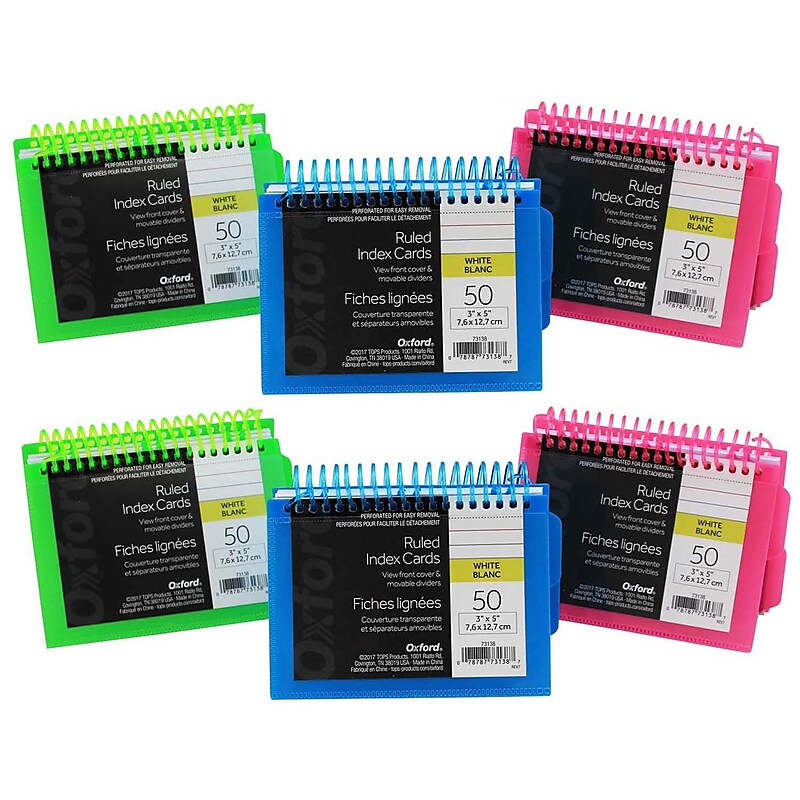 Oxford View Front Spiral Index Cards, 3" x 5", Pack of 6 (ESS73138-6) image 1