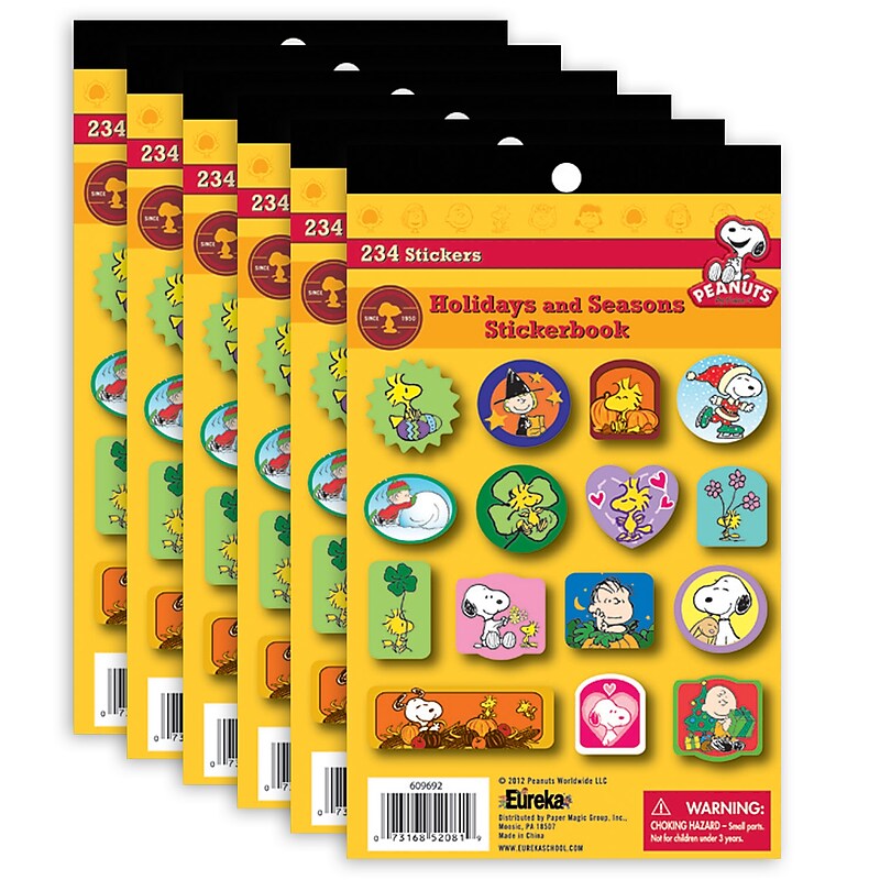 Eureka Peanuts Seasons and Holidays Sticker Book, Pack of 6 (EU-609692-6) image 1