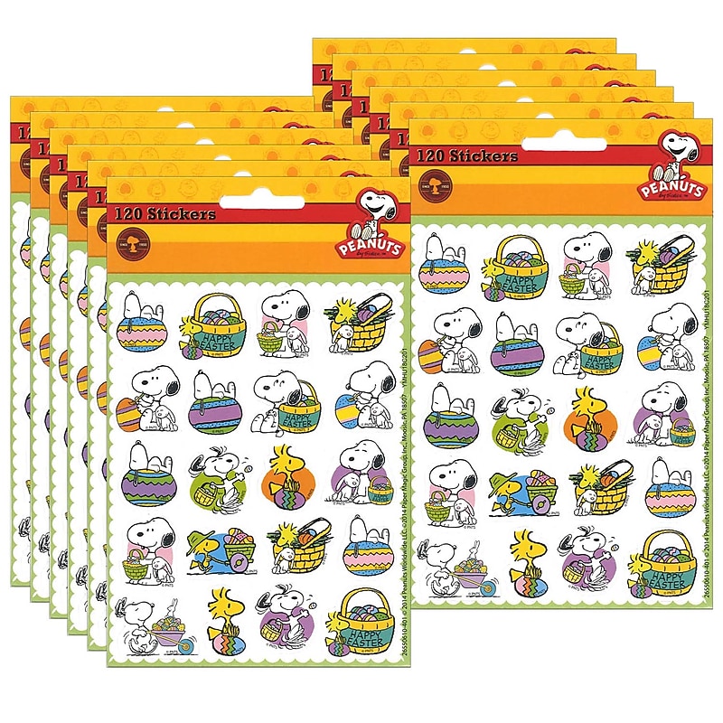 Eureka Peanuts® Easter Theme Stickers, 120 Per Pack, 12 Packs (EU-655061-12) image 1