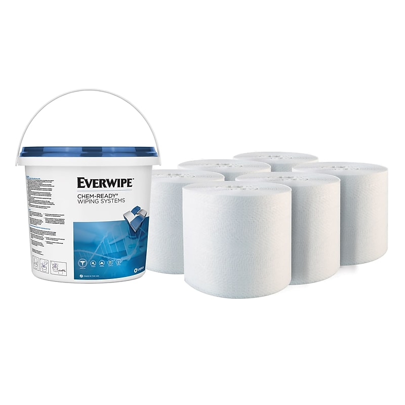 Everwipe Chem-Ready Cleaning Wipers, White, 90 Sheets/Roll, 6/Carton (01-690) image 1