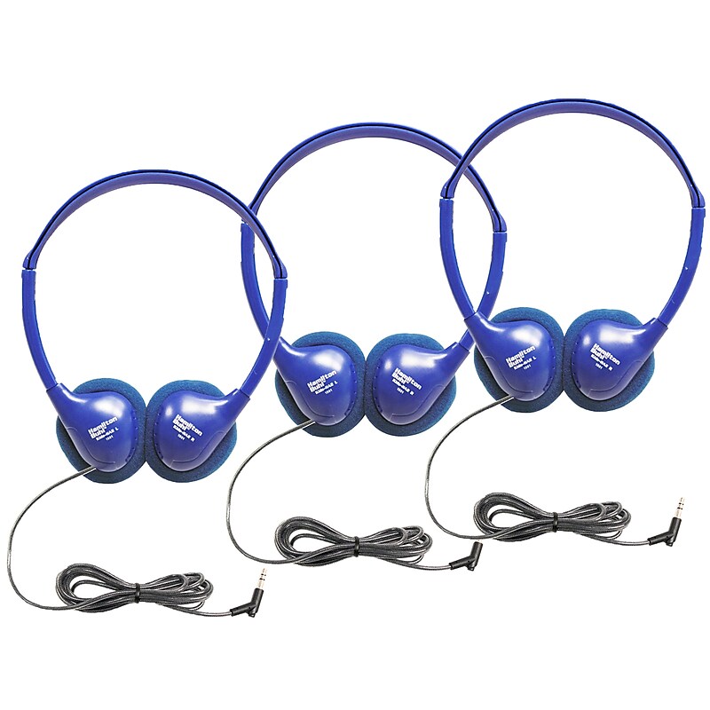 HamiltonBuhl Kids On-Ear Blue Stereo Headphone, Blue, 3/Pack (HECKIDSHA2-3) image 1