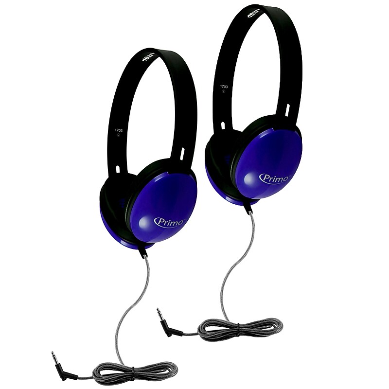 HamiltonBuhl Primo Stereo Headphones, Blue, 2/Pack (HECPRM100-2) image 1