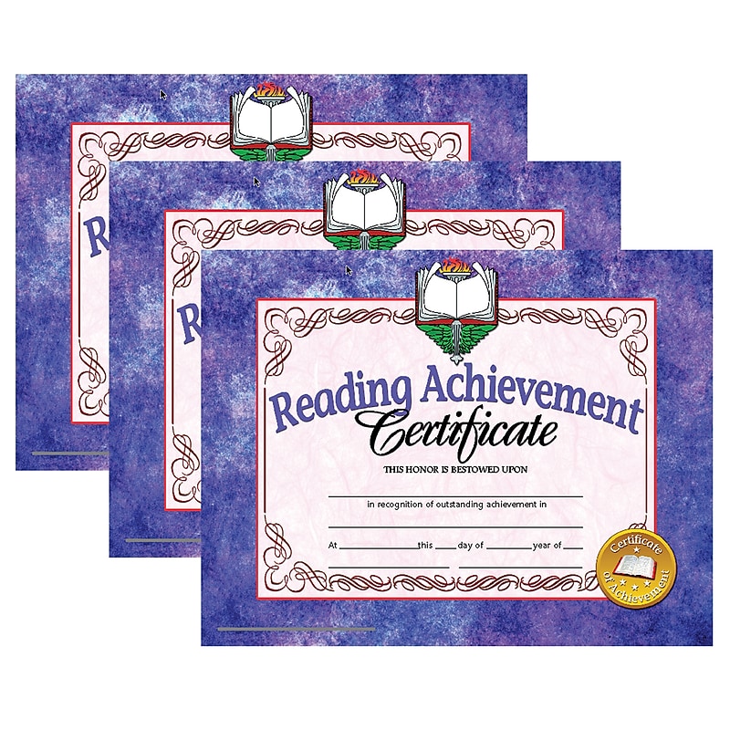 Hayes Publishing Reading Achievement Certificate, 30 Per Pack, 3 Packs (H-VA677-3) image 1