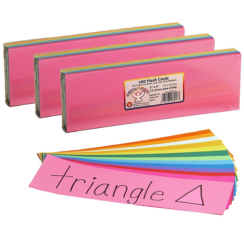 Hygloss Bright Flash Cards, 3" x 9", 100/Pack, 3 Packs (HYG43917-3) image 1