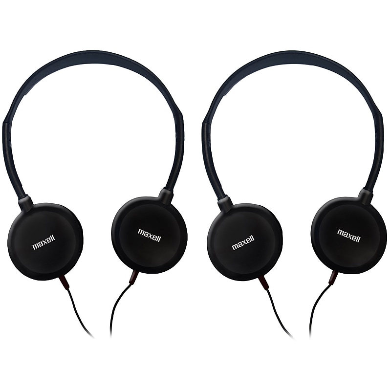 Maxell HP-100 Budget Stereo Headphones, Black, 2/Pack (MAX190319-2) image 1