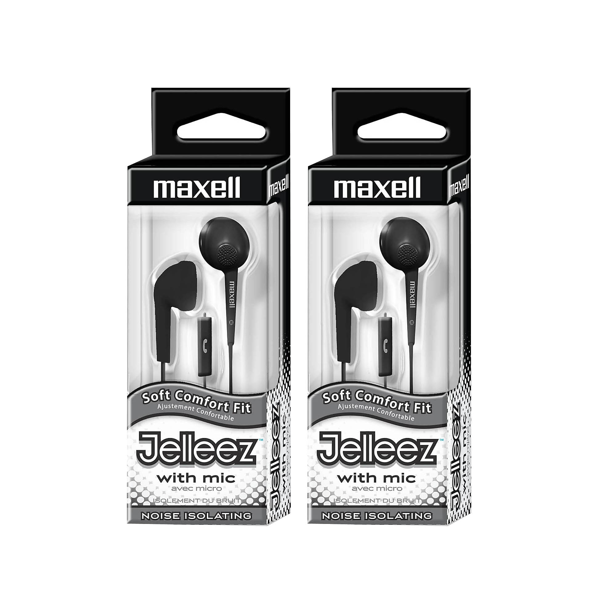 Maxell Jelleez Soft Earbuds with Mic, Black, 2/Pack (MAX191569-2) Sansujyuku sansujyuku.com