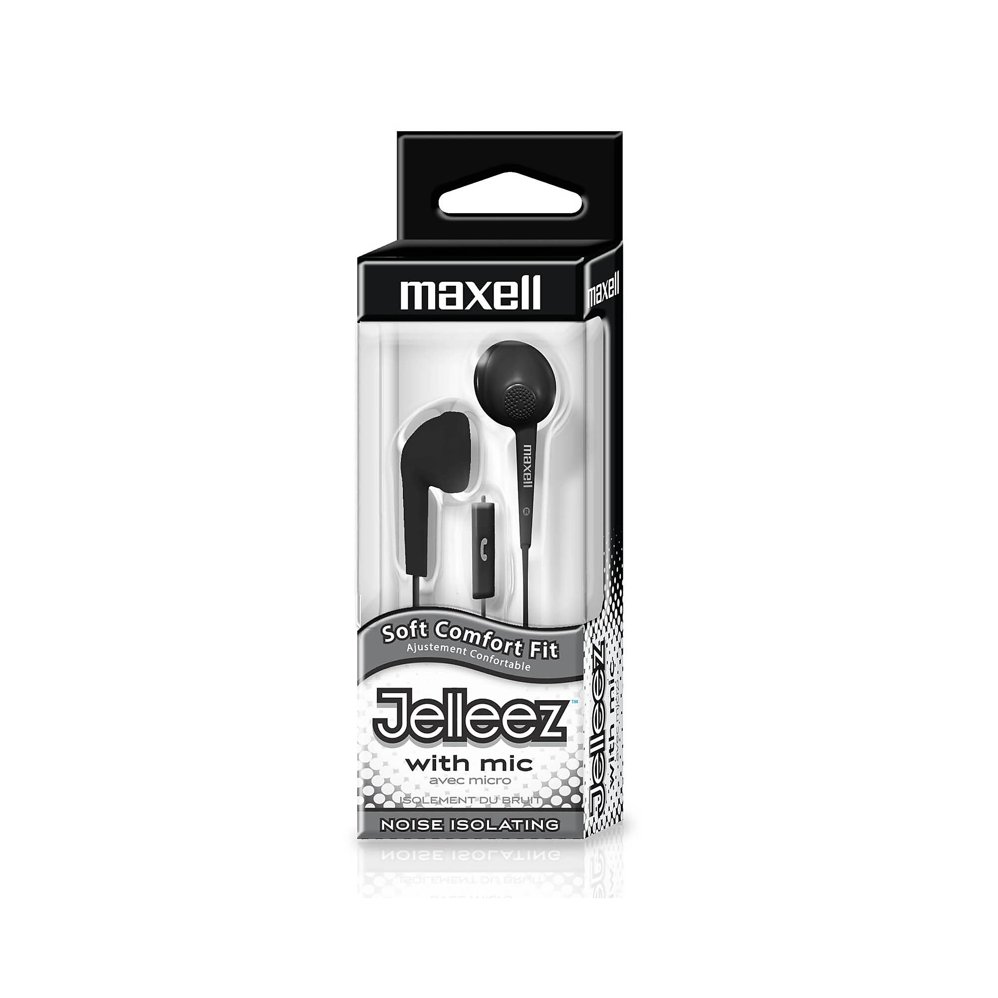 Maxell Jelleez Soft Earbuds with Mic, Black, 2/Pack (MAX191569-2) Sansujyuku sansujyuku.com