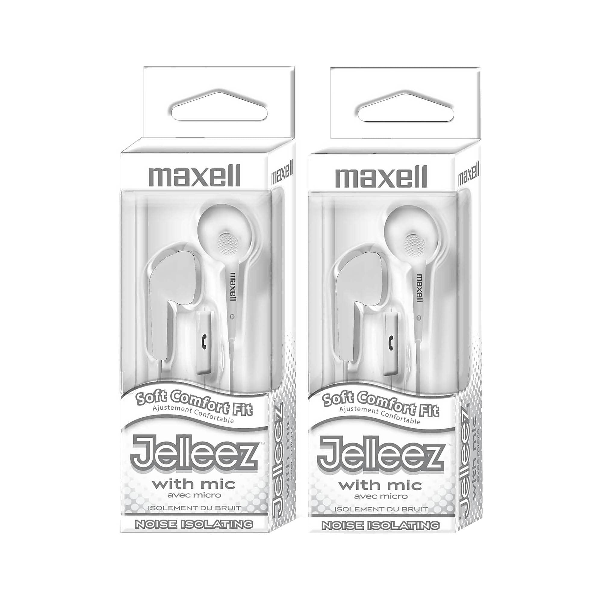 Maxell Jelleez Soft Earbuds with Mic, White, 2/Bundle (MAX199728-2) Sansujyuku sansujyuku.com