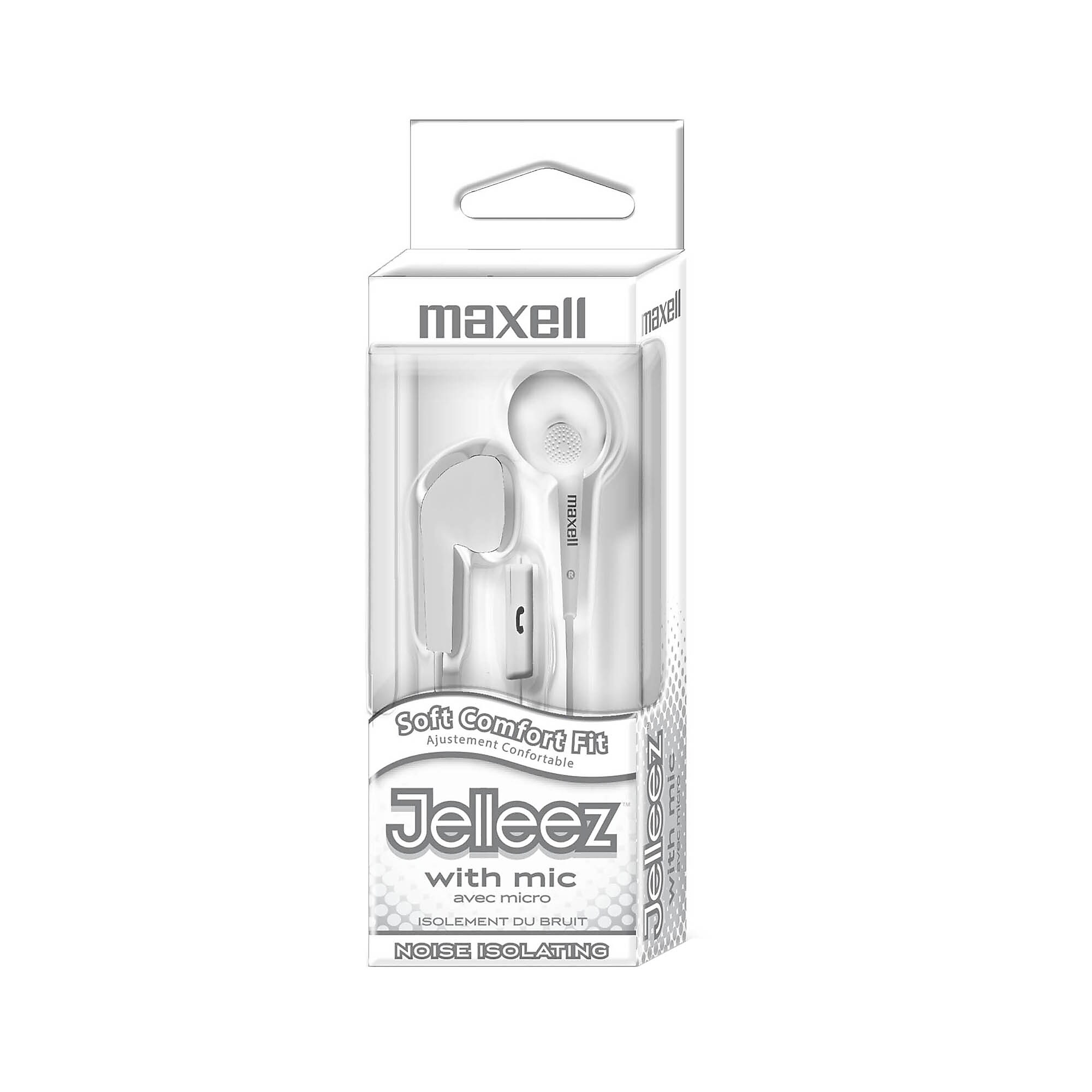Maxell Jelleez Soft Earbuds with Mic, White, 2/Bundle (MAX199728-2) Sansujyuku sansujyuku.com