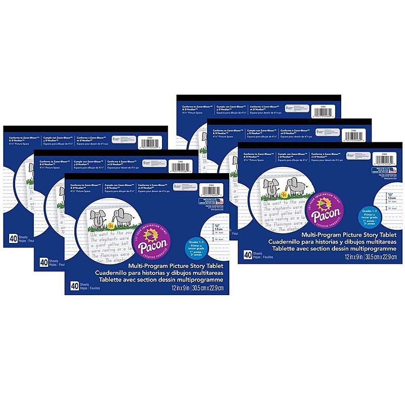 Pacon Multi-Program Handwriting Tablet, 40 Sheets, 6/Pack (PAC2484-6) image 1