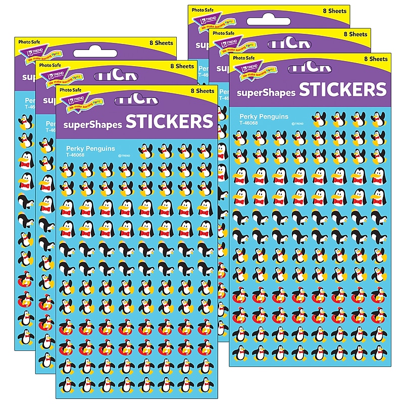 TREND Perky Penguins superShapes Stickers, 800 Per Pack, 6 Packs (T-46068-6) image 1