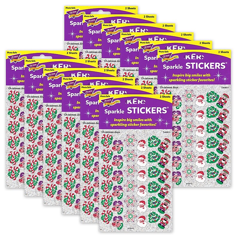 TREND Christmas Joys Sparkle Stickers, 72 Per Pack, 12 Packs (T-63011-12) image 1