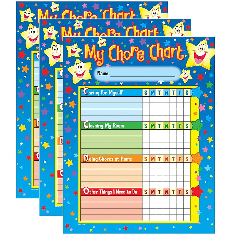 TREND Stars Chore Charts, 25 Sheets Per Pad, Pack of 3 (T-73106-3) image 1