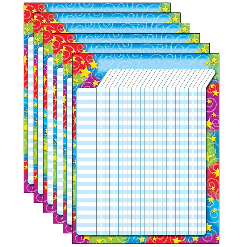 TREND Stars 'n Swirls Incentive Chart, 17" x 22", Pack of 6 (T-73355-6) image 1