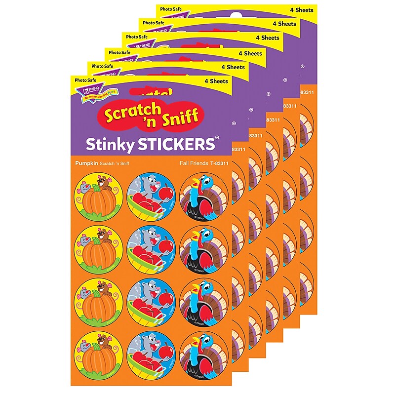 TREND Fall Friends/Pumpkin Stinky Stickers, 48/Pack, 6 Packs (T-83311-6) image 1