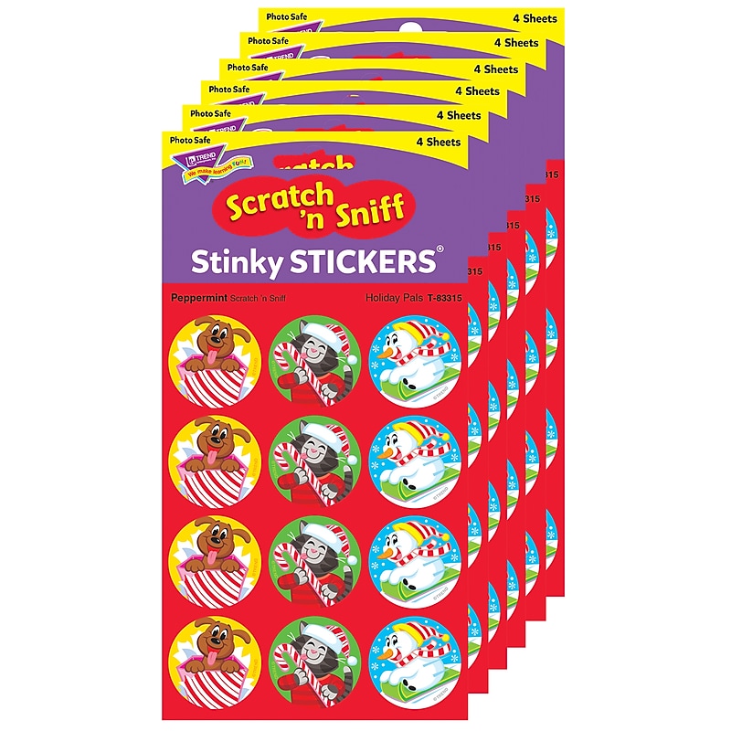 TREND Holiday Pals/Peppermint Stinky Stickers, 48/Pack, 6 Packs (T-83315-6) image 1