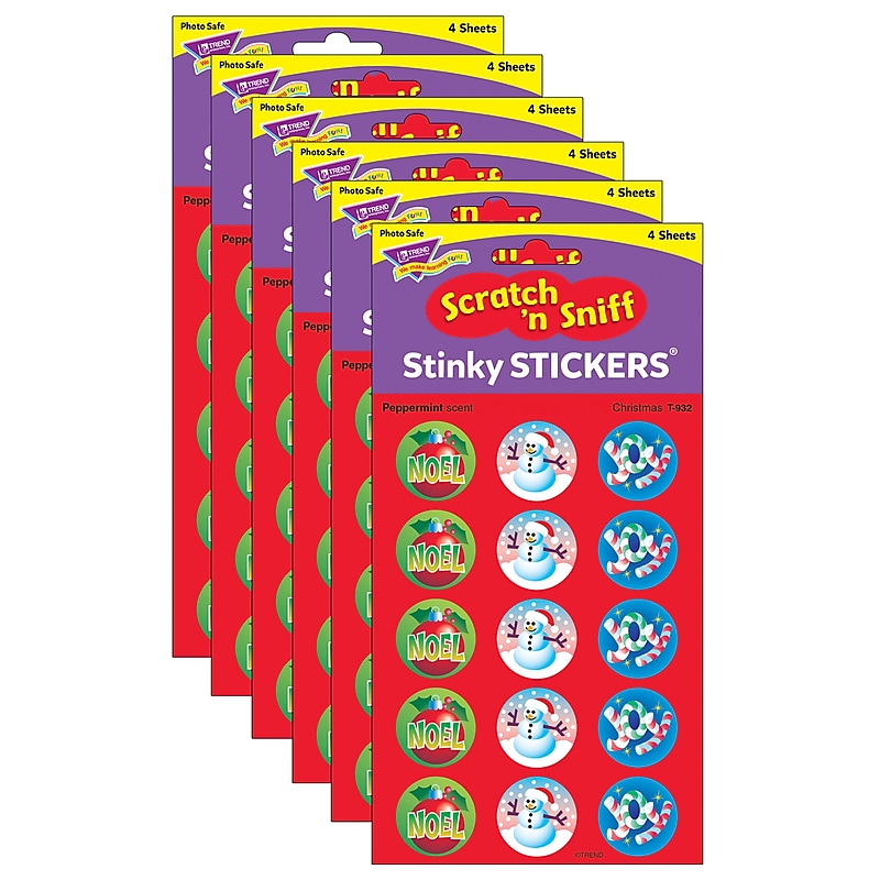 TREND Christmas/Peppermint Stinky Stickers, 60 Per Pack, 6 Packs (T-932-6) image 1