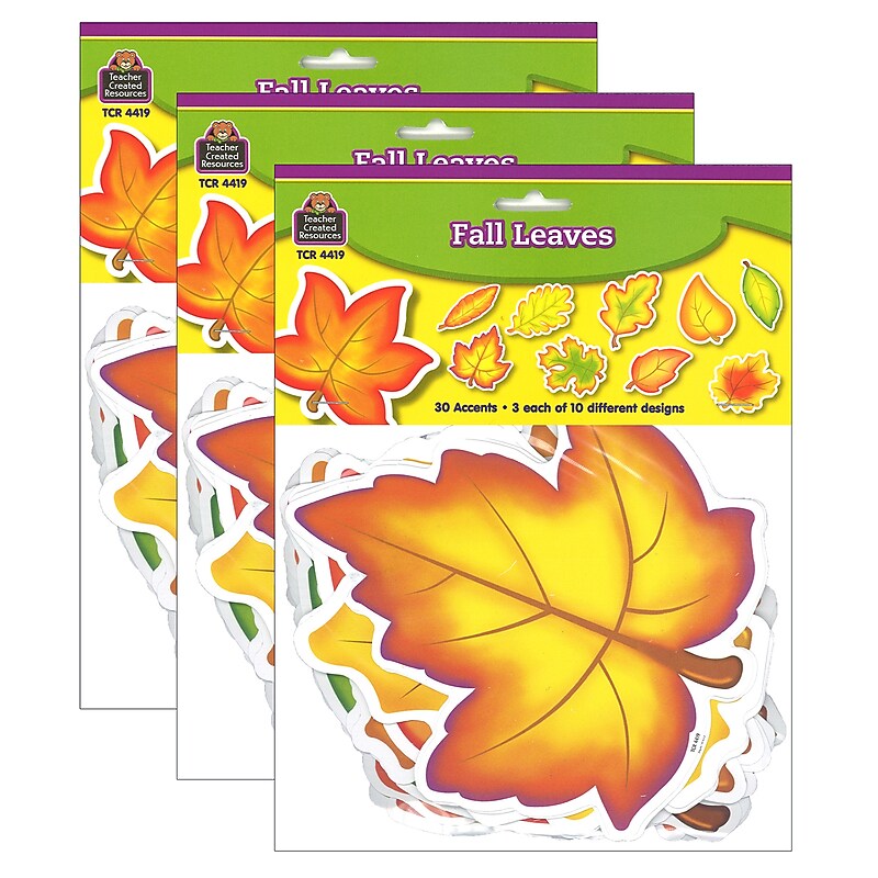 Teacher Created Resources Fall Leaves Accents, 30/Pack, 3 Packs (TCR4419-3) image 1