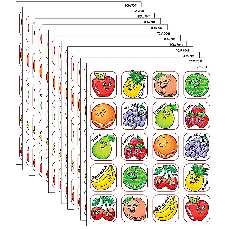 Teacher Created Resources Fruit of the Spirit Stickers, 120 Per Pack, 12 Packs (TCR7041-12) image 1
