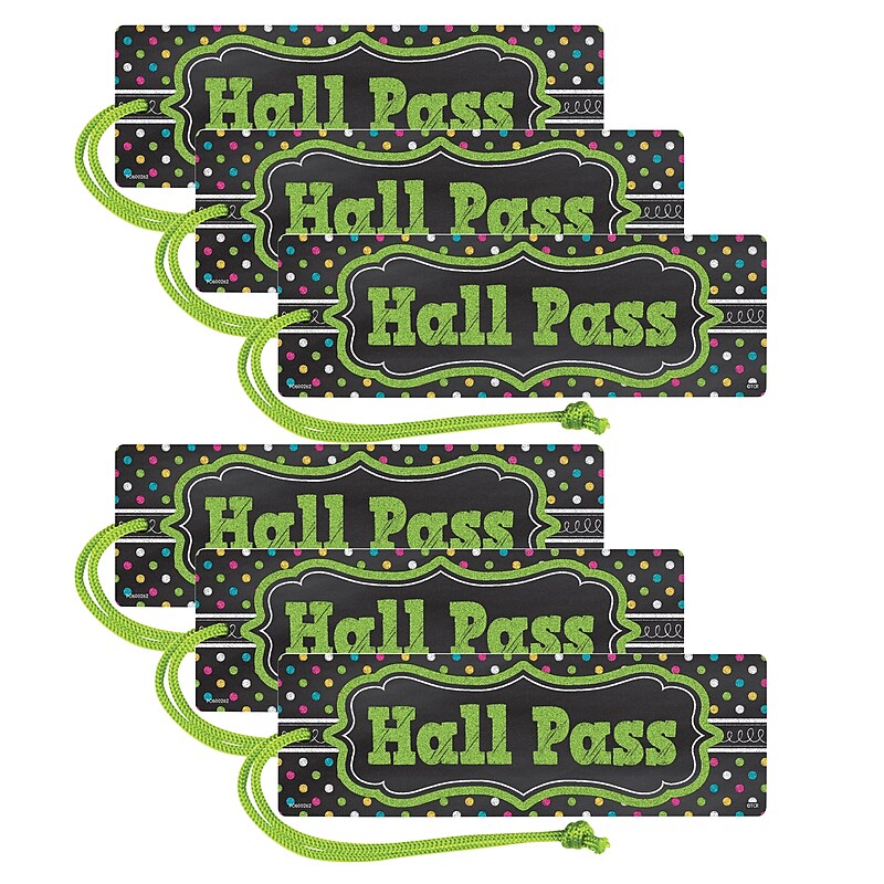 Teacher Created Resources Chalkboard Brights Magnetic Hall Pass, Pack of 6 (TCR77276-6) image 1