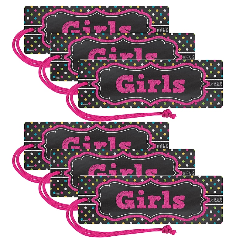 Teacher Created Resources Chalkboard Brights Magnetic Girls Pass, Pack of 6 (TCR77277-6) image 1