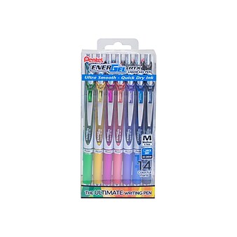 EnerGel RTX Retractable Gel Pens, Medium Point, Assorted Ink, 14/Pack (BL77PC14M)