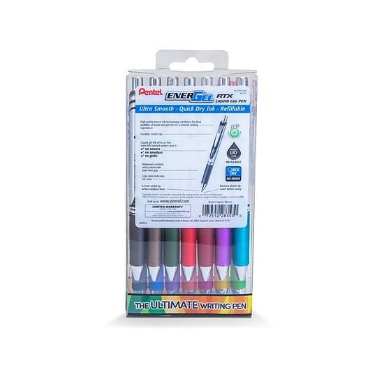 Pentel EnerGel RTX Retractable Gel Pens, Medium Point, 0.7mm, Assorted Ink, 14/Pack (BL77PC14M)~#|#~sp150701276_sc7