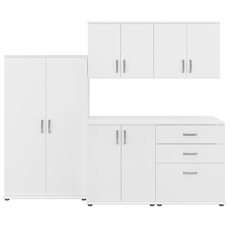 Bush Business Furniture Universal 62" 5-Piece Modular Storage Set with 11 Shelves, White (UNS003WH) image 1