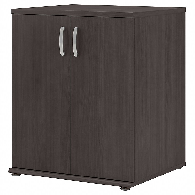 Bush Business Furniture Universal 34" Floor Storage Cabinet with 2 Shelves, Storm Gray (UNS128SG) image 1
