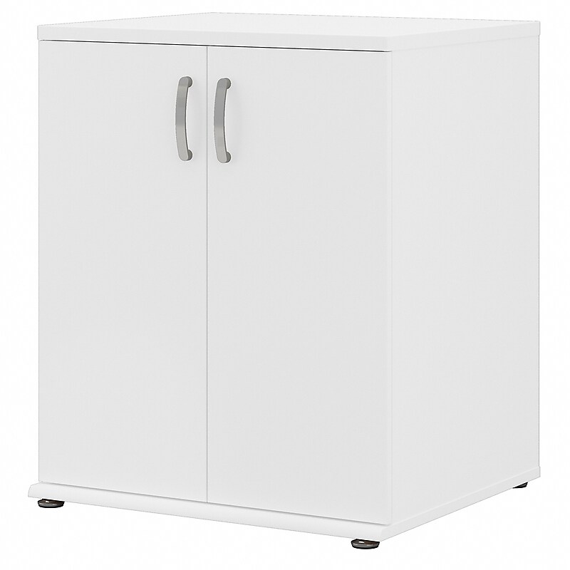 Bush Business Furniture Universal 34" Floor Storage Cabinet with 2 Shelves, White (UNS128WH) image 1
