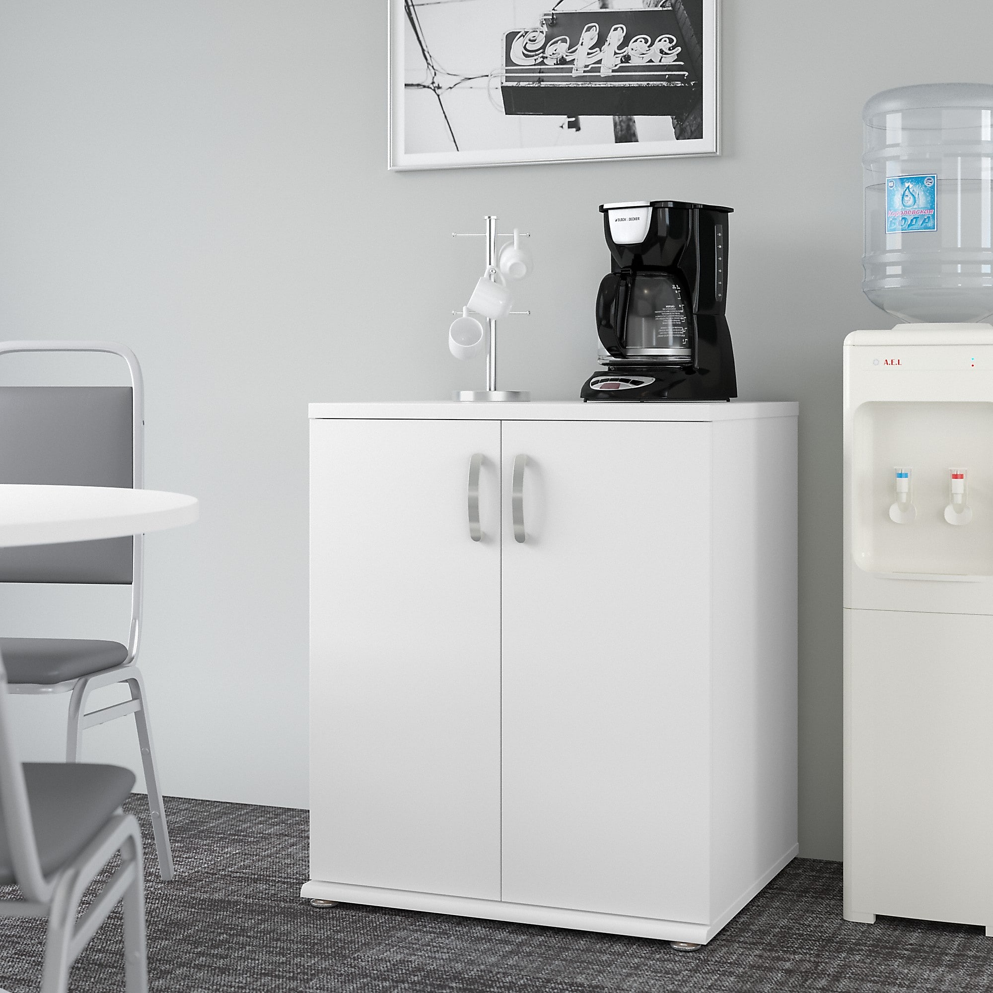 Bush Business Furniture Universal 34″ Floor Storage Cabinet with 2 Shelves, White (UNS128WH) Sansujyuku sansujyuku.com