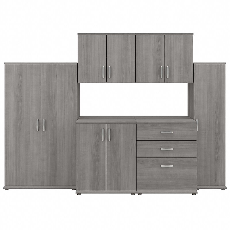 Bush Business Furniture Universal 62" 6-Piece Modular Storage Set with 14 Shelves, Platinum Gray (UNS002PG) image 1
