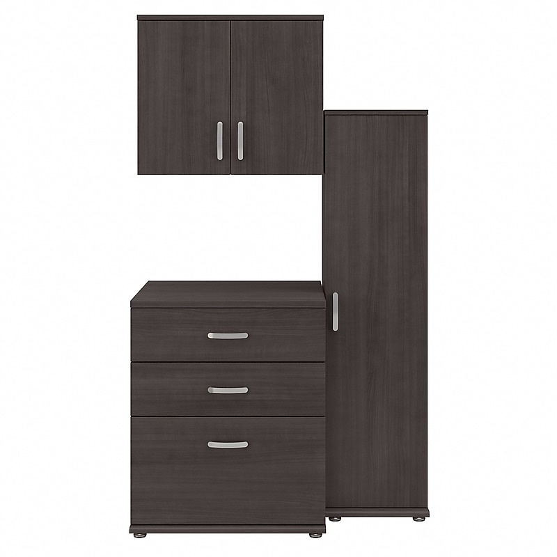 Bush Business Furniture Universal 62"W 3-Piece Modular Storage Set with 5 Shelves, Storm Gray (UNS005SG) image 1