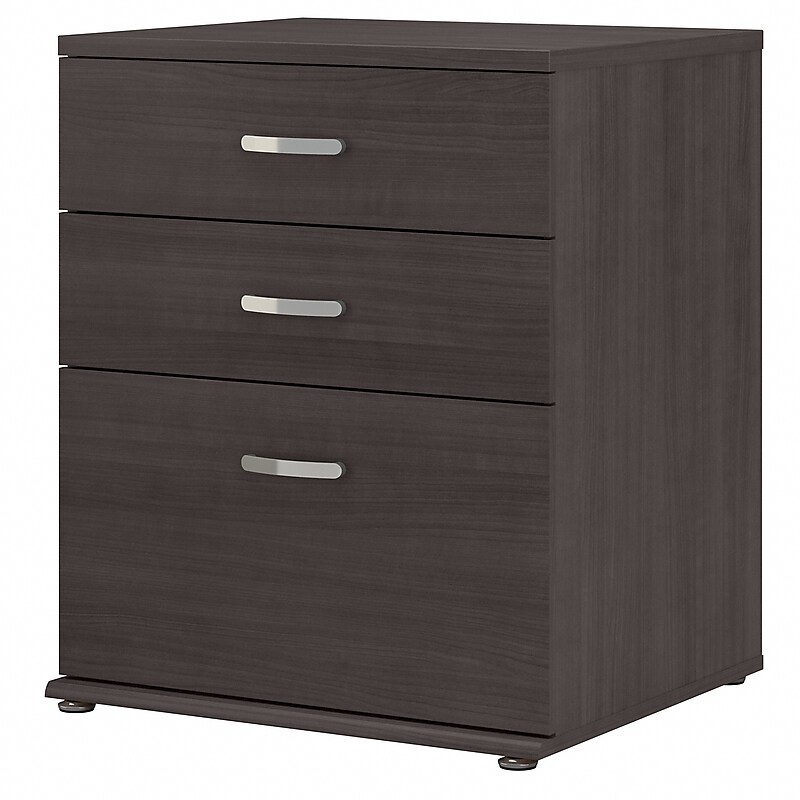 Bush Business Furniture Universal 34" Floor Storage Cabinet with 3 Drawers, Storm Gray (UNS328SG) image 1