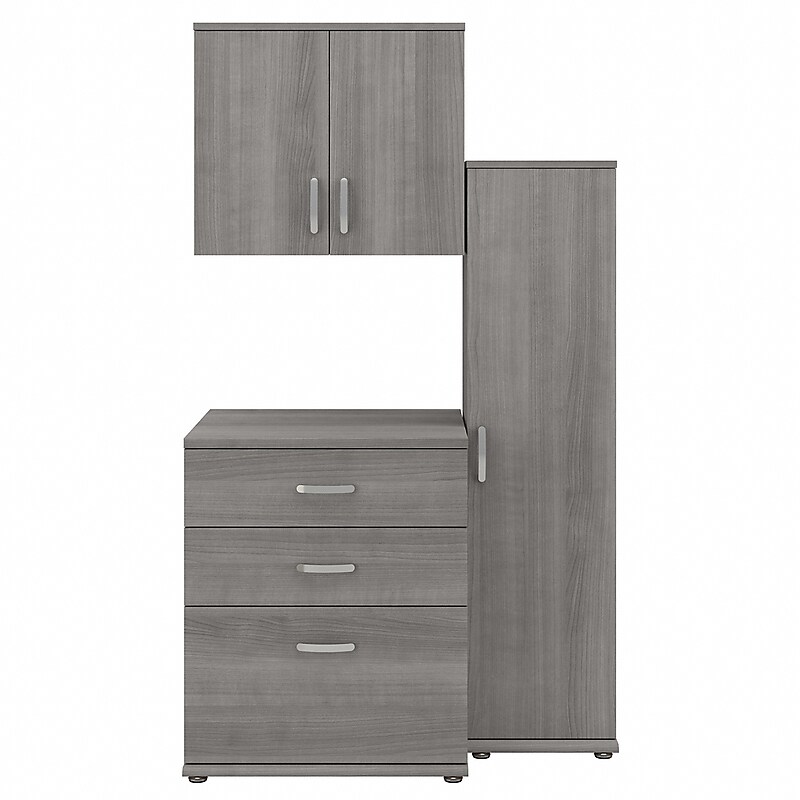 Bush Business Furniture Universal 62"W 3-Piece Modular Storage Set with 5 Shelves, Platinum Gray (UNS005PG) image 1