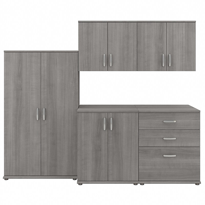 Bush Business Furniture Universal 62" 5-Piece Modular Storage Set with 11 Shelves, Platinum Gray (UNS003PG) image 1