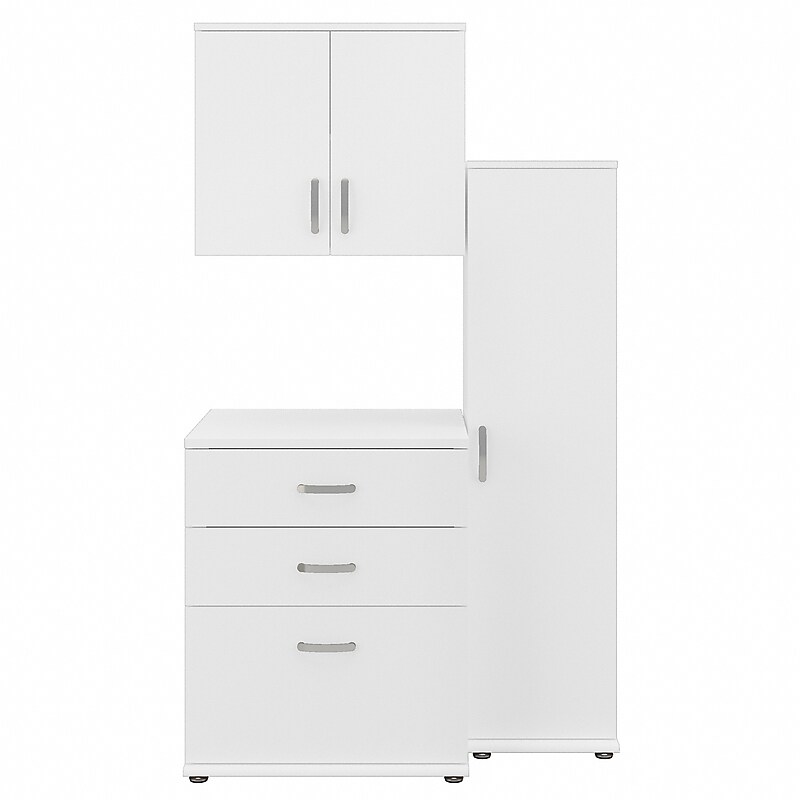 Bush Business Furniture Universal 62"W 3-Piece Modular Storage Set with 5 Shelves, White (UNS005WH) image 1