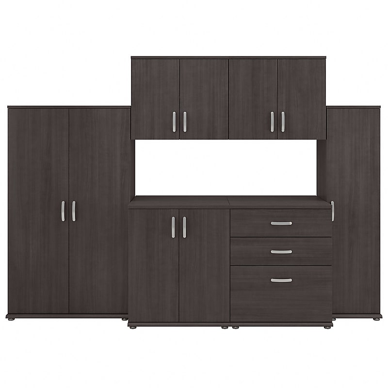 Bush Business Furniture Universal 62" 6-Piece Modular Storage Set with 14 Shelves, Storm Gray (UNS002SG) image 1