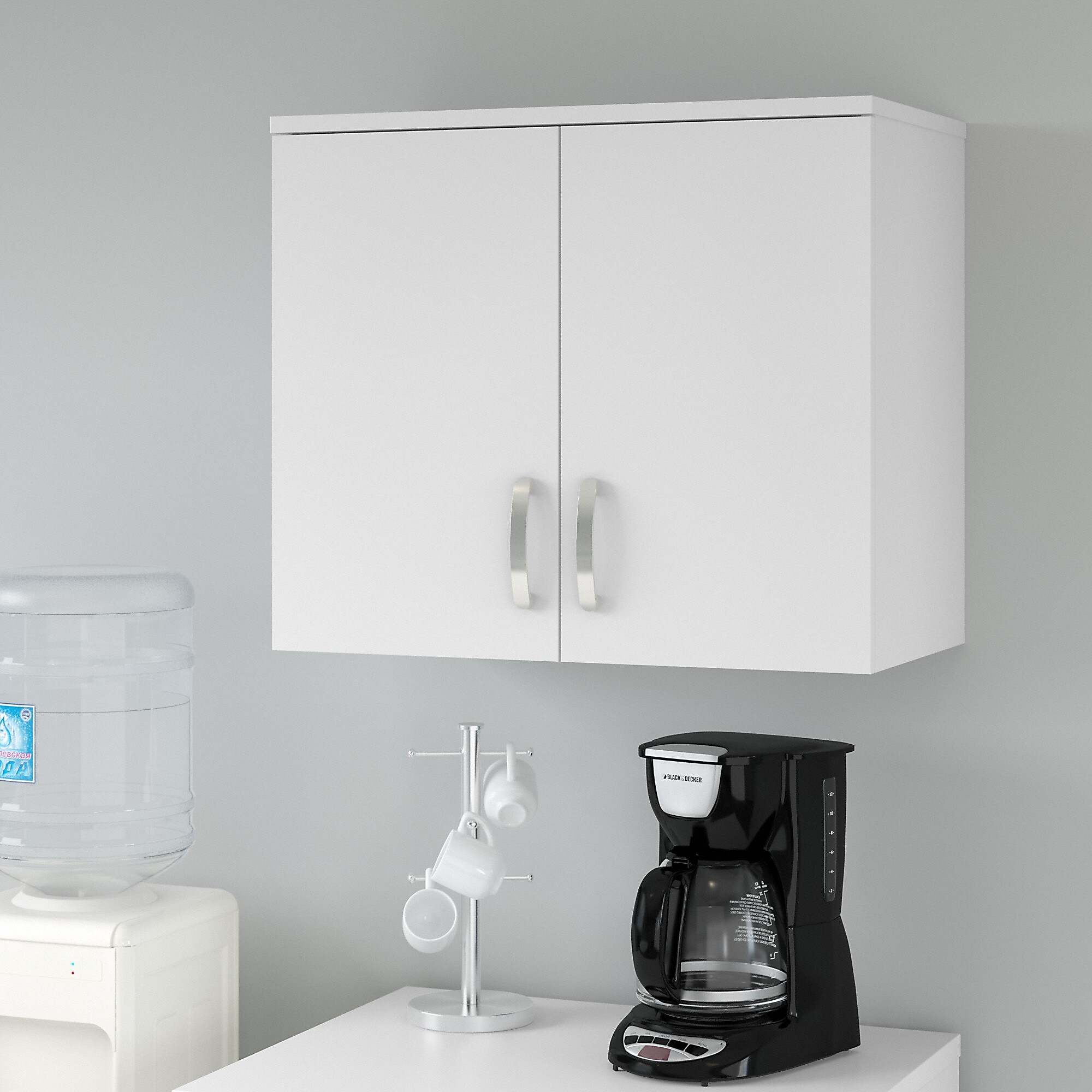 Bush Business Furniture Universal 24″ Wall Cabinet with Doors and 2 Shelves, White (UNS428WH) Sansujyuku sansujyuku.com